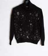 Strikbluse med rullekrave med bling stjerne - Ingen returret - ITNOV24